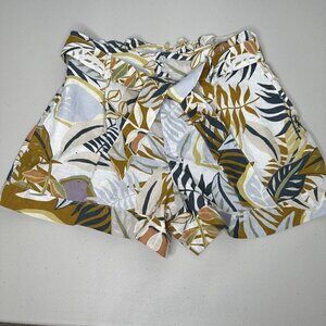 C&C California Shorts Linen Tropical Palm Print Belted XL Paper bag